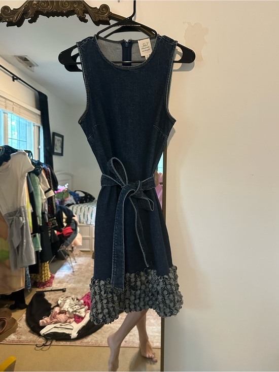 cinq a sept Dresses & Skirts - cinq a sept Dark Indigo Denim Mini Dress with Textured Hem
